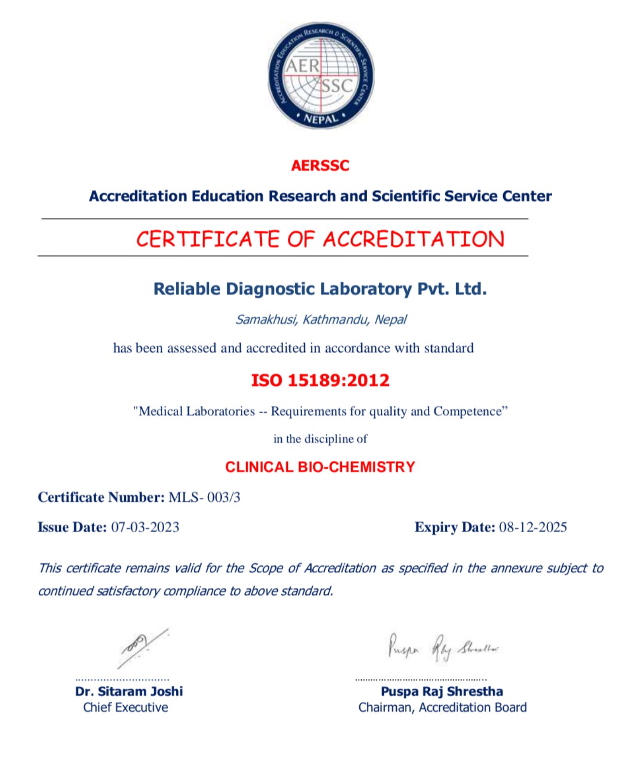 Accreditation from 2022 to 2025